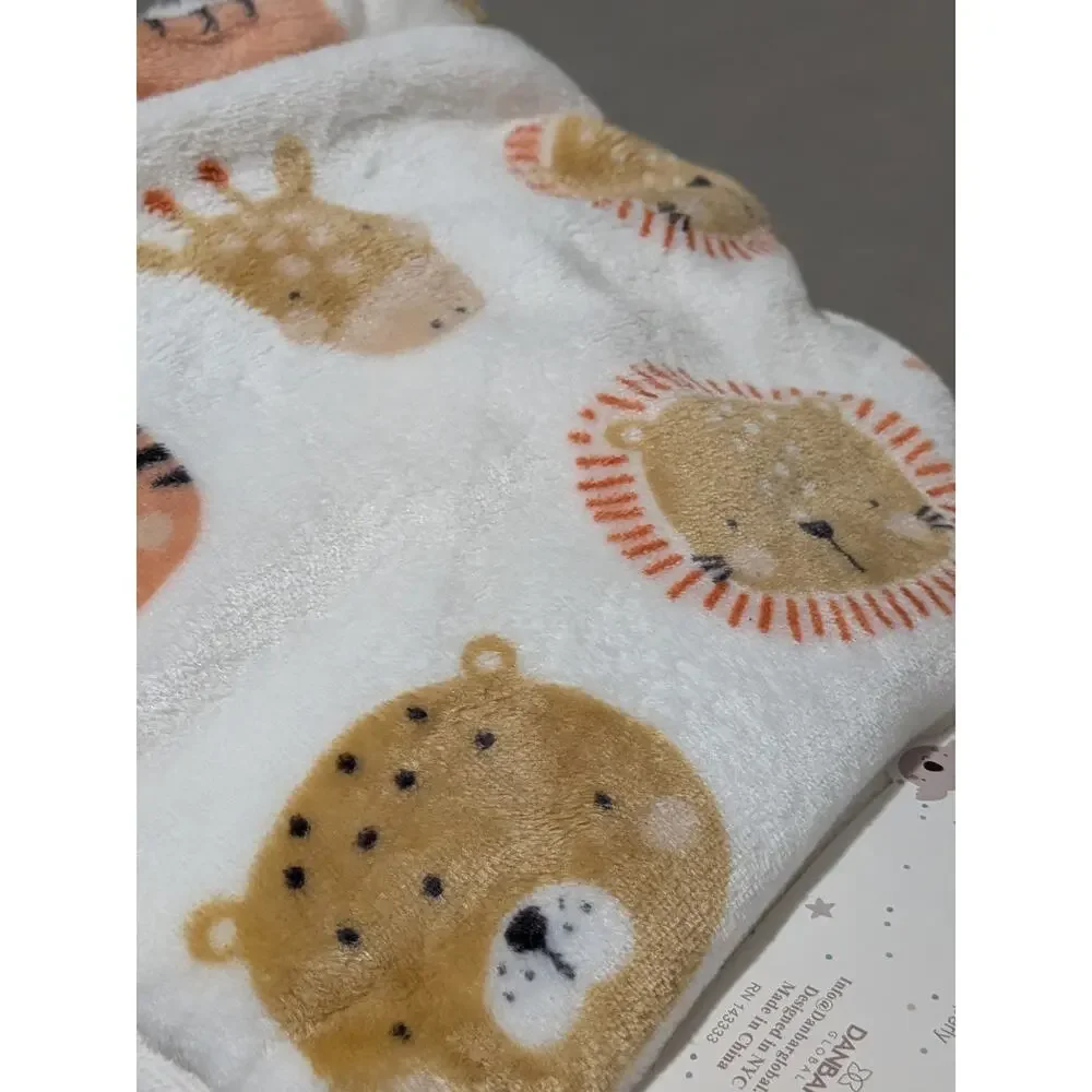 Danbar Baby Blanket Bootie Set NWT Safari Giraffe Leopard Lion Jungle Gift 3pc